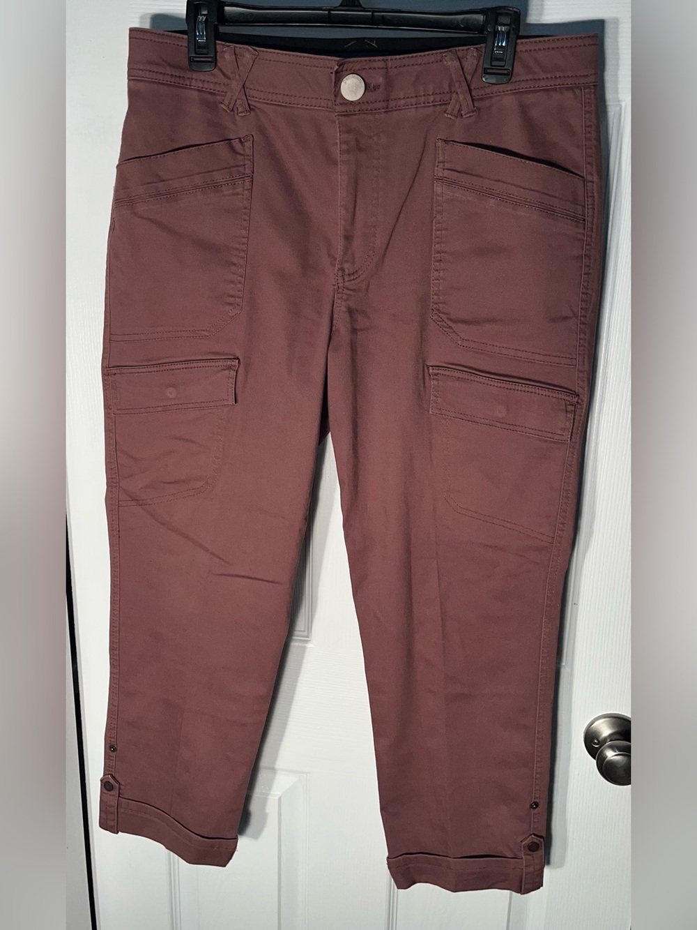 Democracy "Ab"solution High Rise Cargo Utility Pants in Rose / Mauve 14p Petite